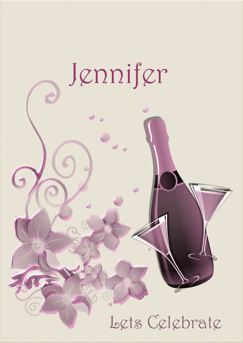 Champagne and Flowers - card made with Crafty Bob's Card Creator
