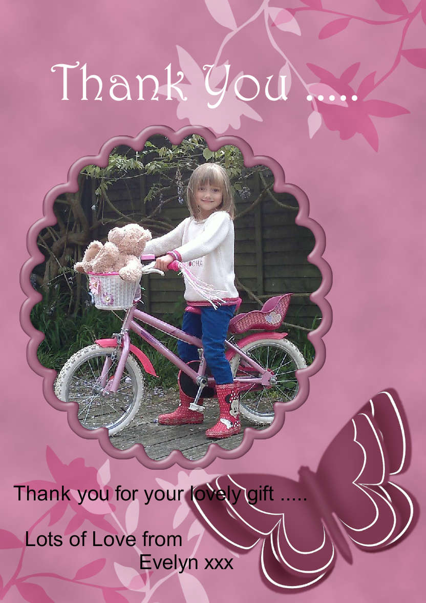 Thank You - Butterfly and Flowers - card made with Crafty Bob's Card Creator