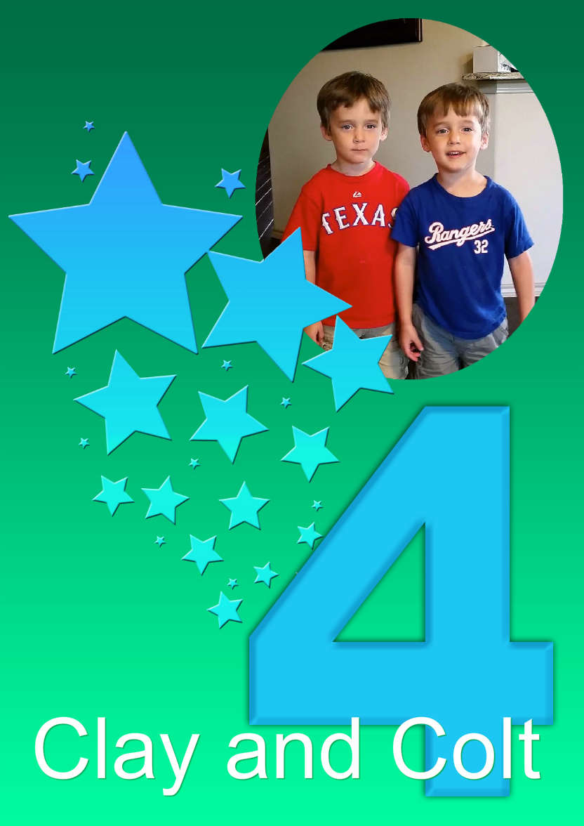 Stars Age 4 Boys Photo Card - card made with Crafty Bob's Card Creator