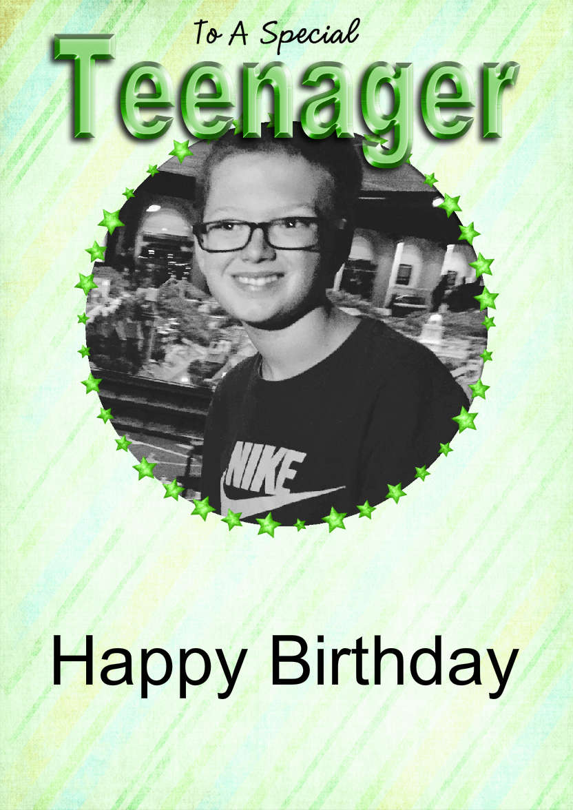 Special Teenager Card Boy - card made with Crafty Bob's Card Creator