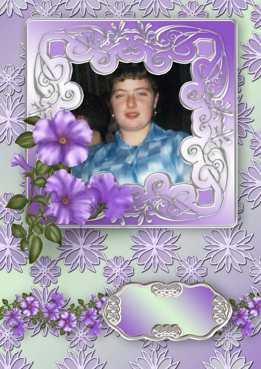 Lilac Petunias with Fancy Frame - card made with Crafty Bob's Card Creator