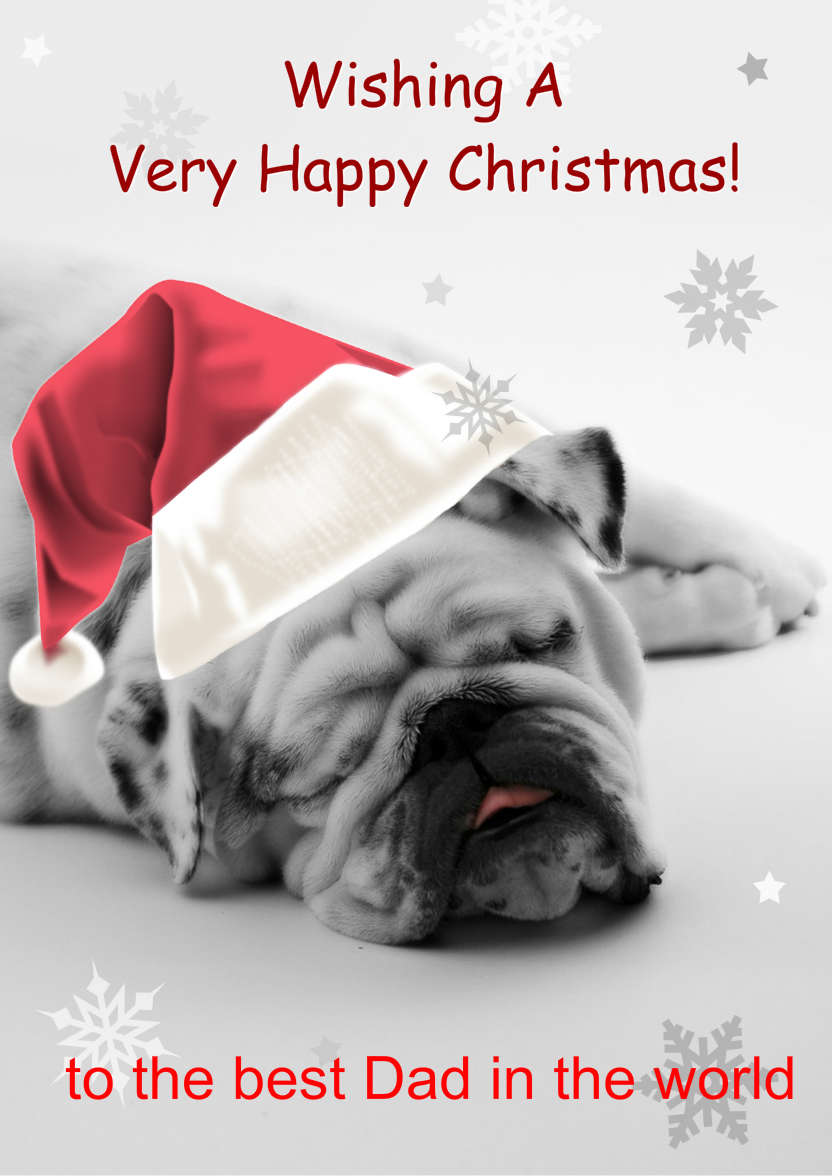 Sleeping Bulldog Christmas Card - card made with Crafty Bob's Card Creator