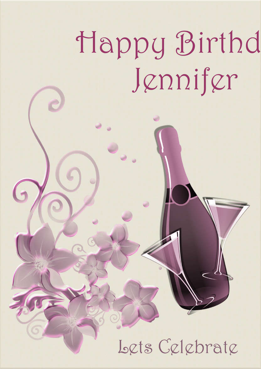 Champagne and Flowers - card made with Crafty Bob's Card Creator