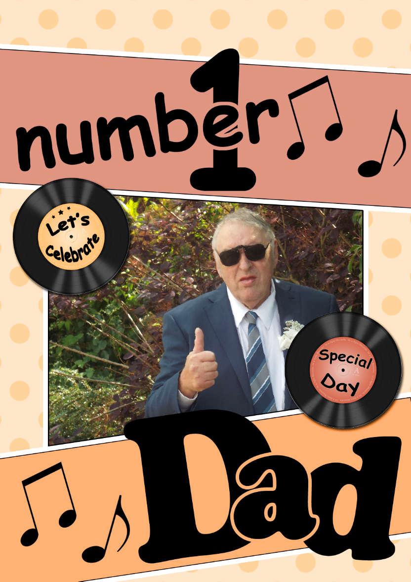 No 1 Dad Record Photo Upload Card - card made with Crafty Bob's Card Creator