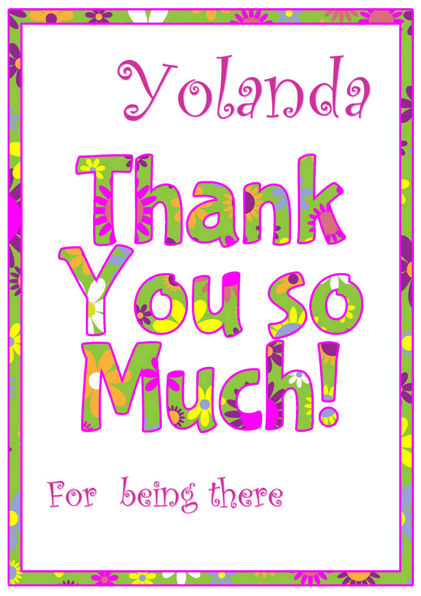 Thank You Floral Word Art Card Front - card made with Crafty Bob's Card Creator