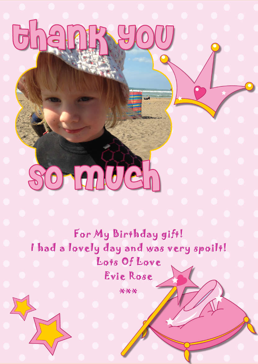 Thank You Princess Themed Aperture Card Front - card made with Crafty Bob's Card Creator