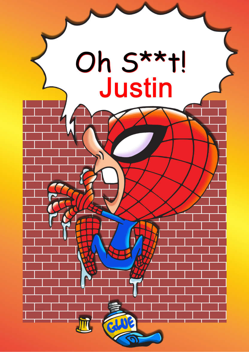 Spoof Spiderman Humorous Card - card made with Crafty Bob's Card Creator