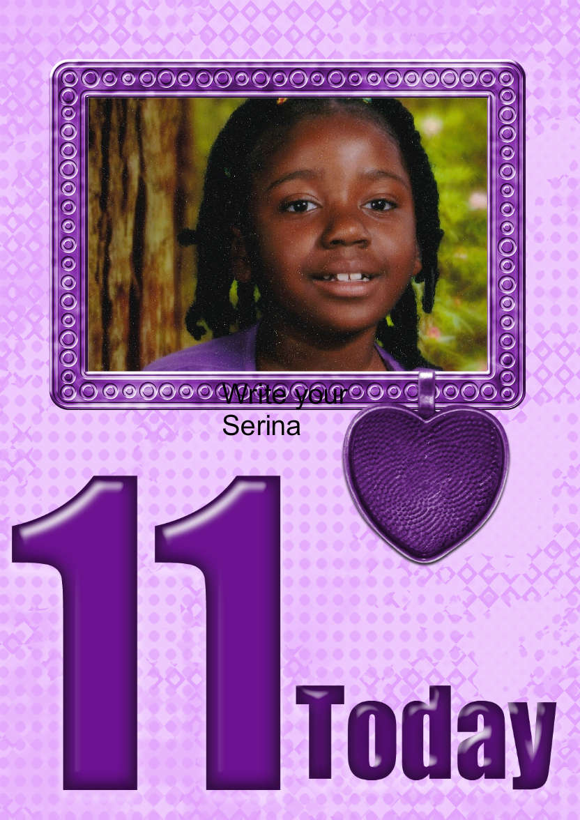 Age 11 Birthday Photo Card Girls - card made with Crafty Bob's Card Creator