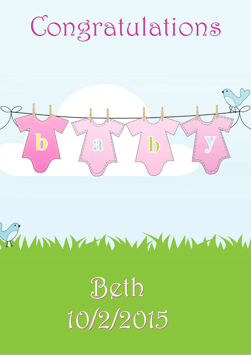 Washing Line New Baby Girl - card made with Crafty Bob's Card Creator