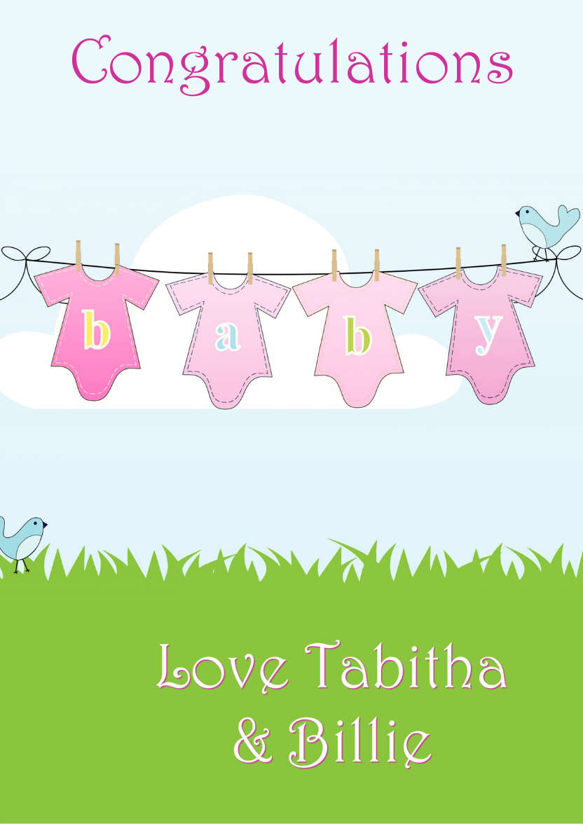 Washing Line New Baby Girl - card made with Crafty Bob's Card Creator