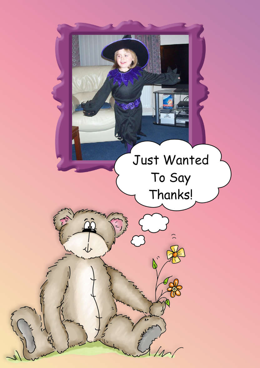 Thank You Teddy Aperture Card Front - card made with Crafty Bob's Card Creator