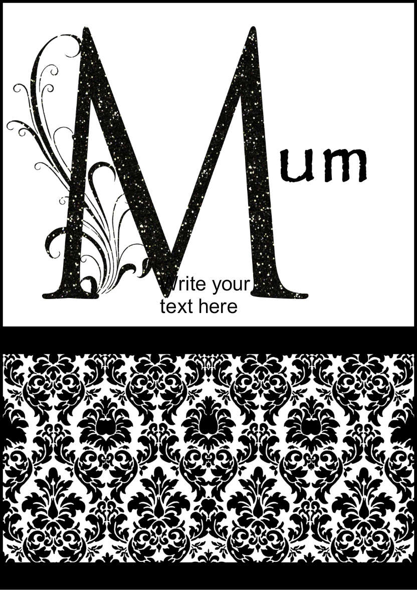 Damask Monogram Letter m Card - card made with Crafty Bob's Card Creator