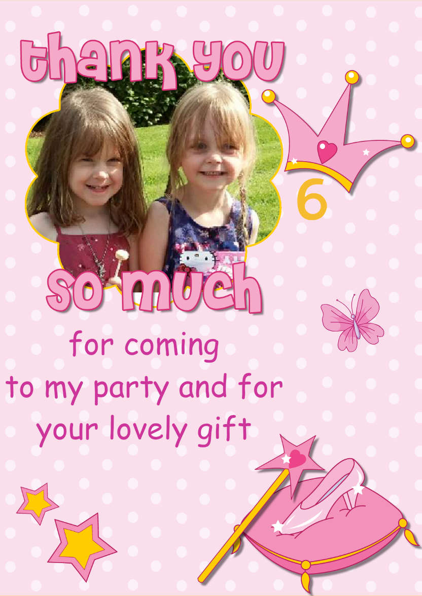 Thank You Princess Themed Aperture Card Front - card made with Crafty Bob's Card Creator