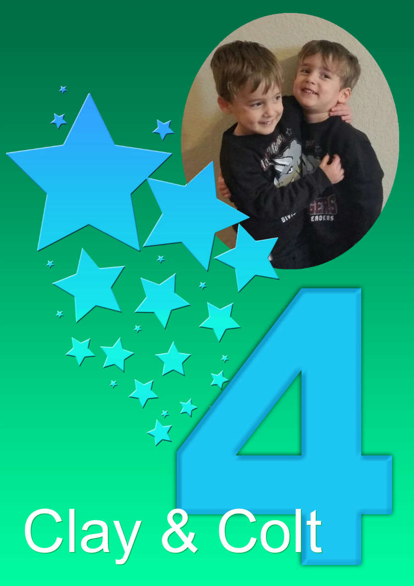 Stars Age 4 Boys Photo Card - card made with Crafty Bob's Card Creator