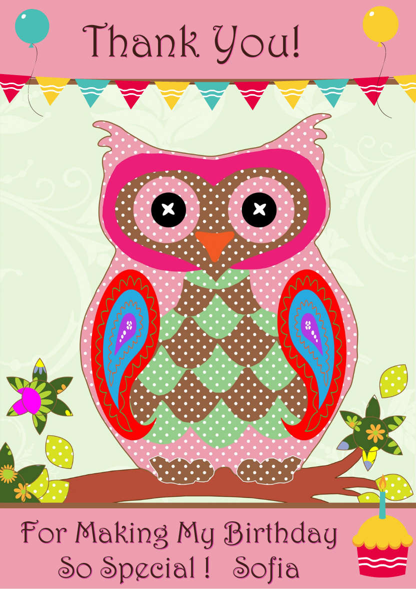 Thank Whoo Owl Card Front - card made with Crafty Bob's Card Creator