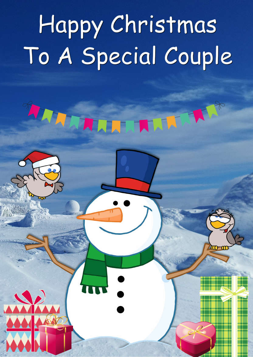 Snowman with Love Birds - card made with Crafty Bob's Card Creator