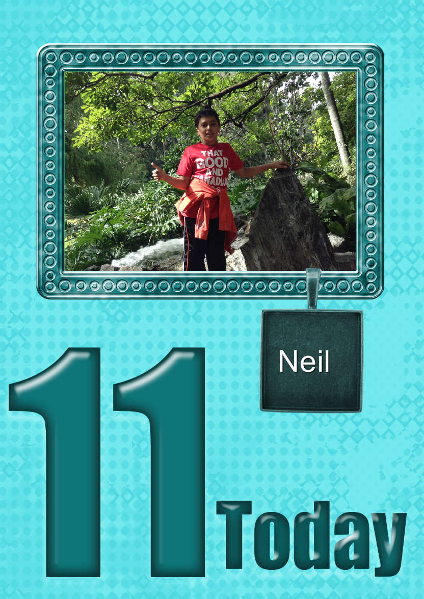 Age 11 Birthday Photo Card Boys - card made with Crafty Bob's Card Creator