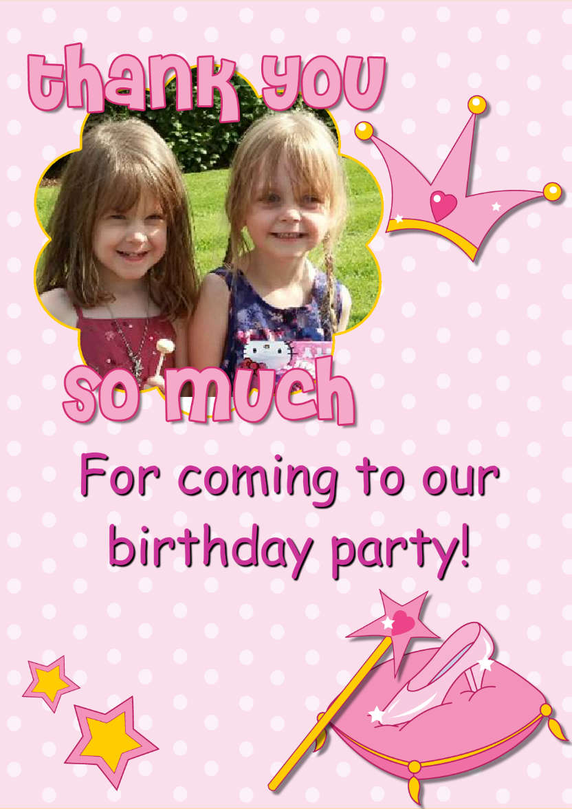 Thank You Princess Themed Aperture Card Front - card made with Crafty Bob's Card Creator