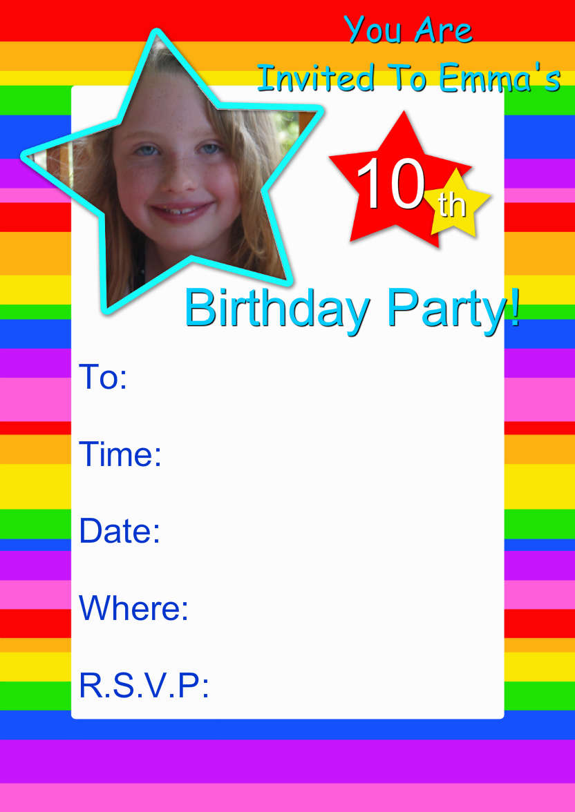 Rainbow Photo Aperture Invitation - card made with Crafty Bob's Card Creator