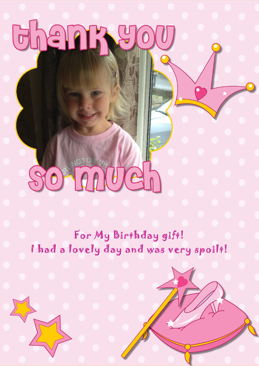 Thank You Princess Themed Aperture Card Front - card made with Crafty Bob's Card Creator
