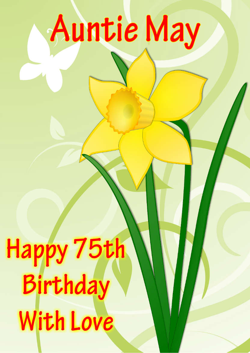 Daffodil & Butterfly St. David's Day Card - card made with Crafty Bob's Card Creator