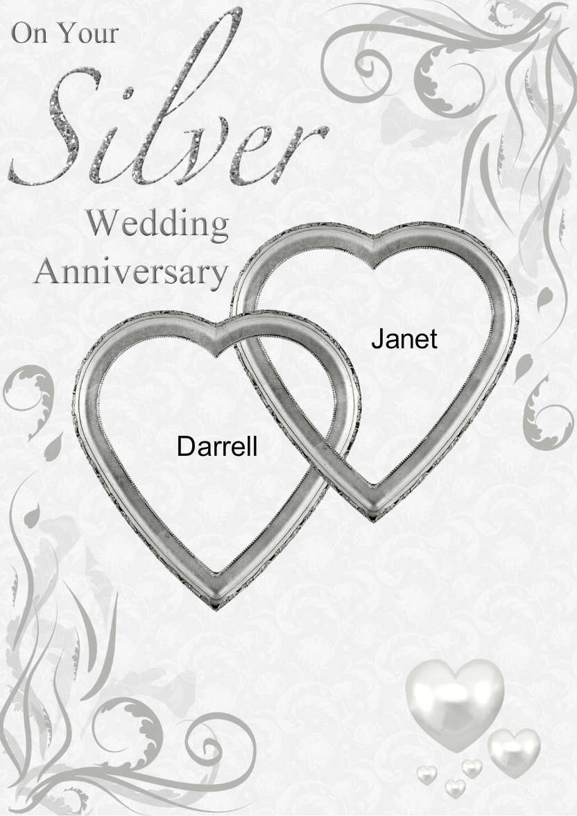 Silver Wedding Anniversary Hearts Entwined Card - card made with Crafty Bob's Card Creator