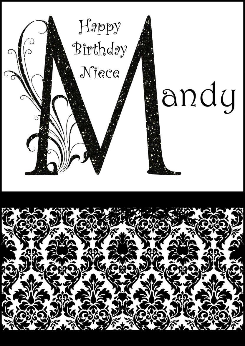 Damask Monogram Letter m Card - card made with Crafty Bob's Card Creator