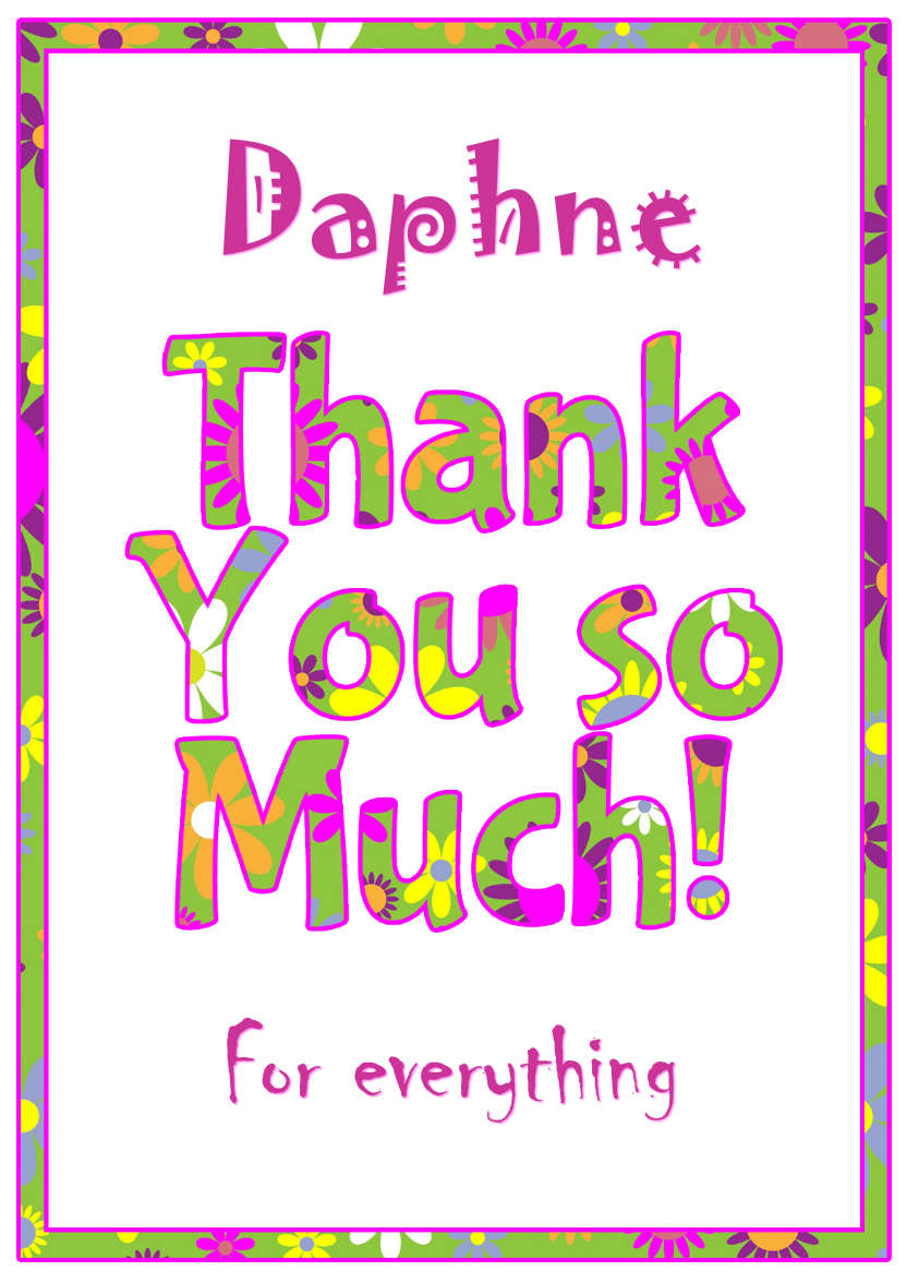 Thank You Floral Word Art Card Front - card made with Crafty Bob's Card Creator