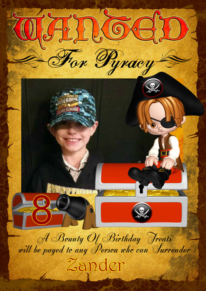 Fun Pirate Children's Wanted Poster Photo Card - card made with Crafty Bob's Card Creator