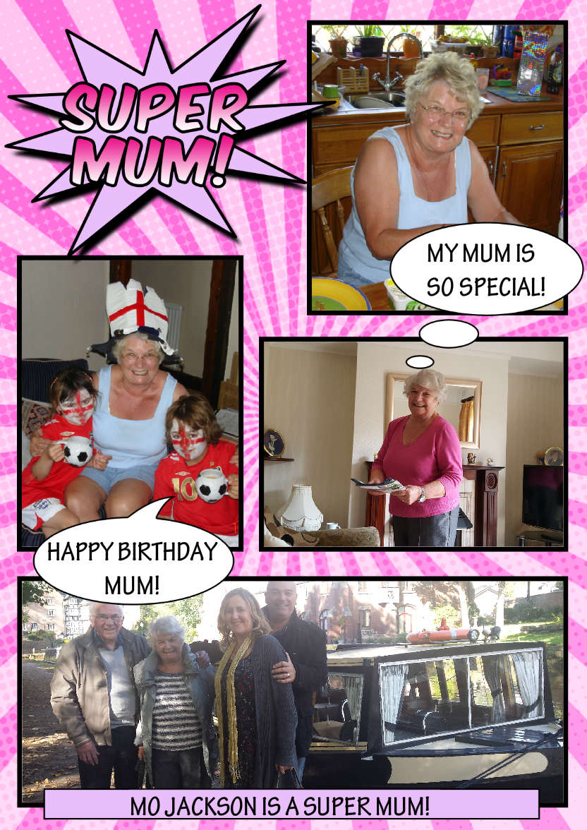 Comic Style Super Mum Photo Card - card made with Crafty Bob's Card Creator