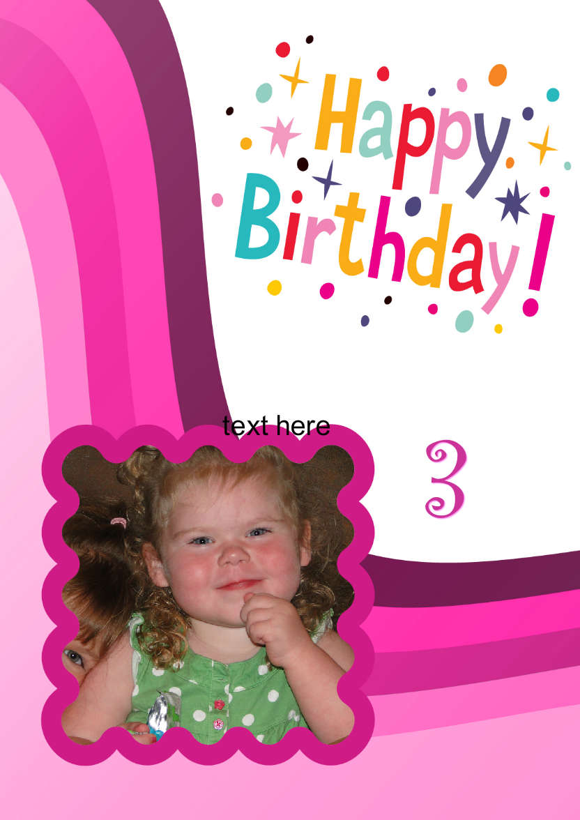 Pink Birthday Wave Card Front - card made with Crafty Bob's Card Creator