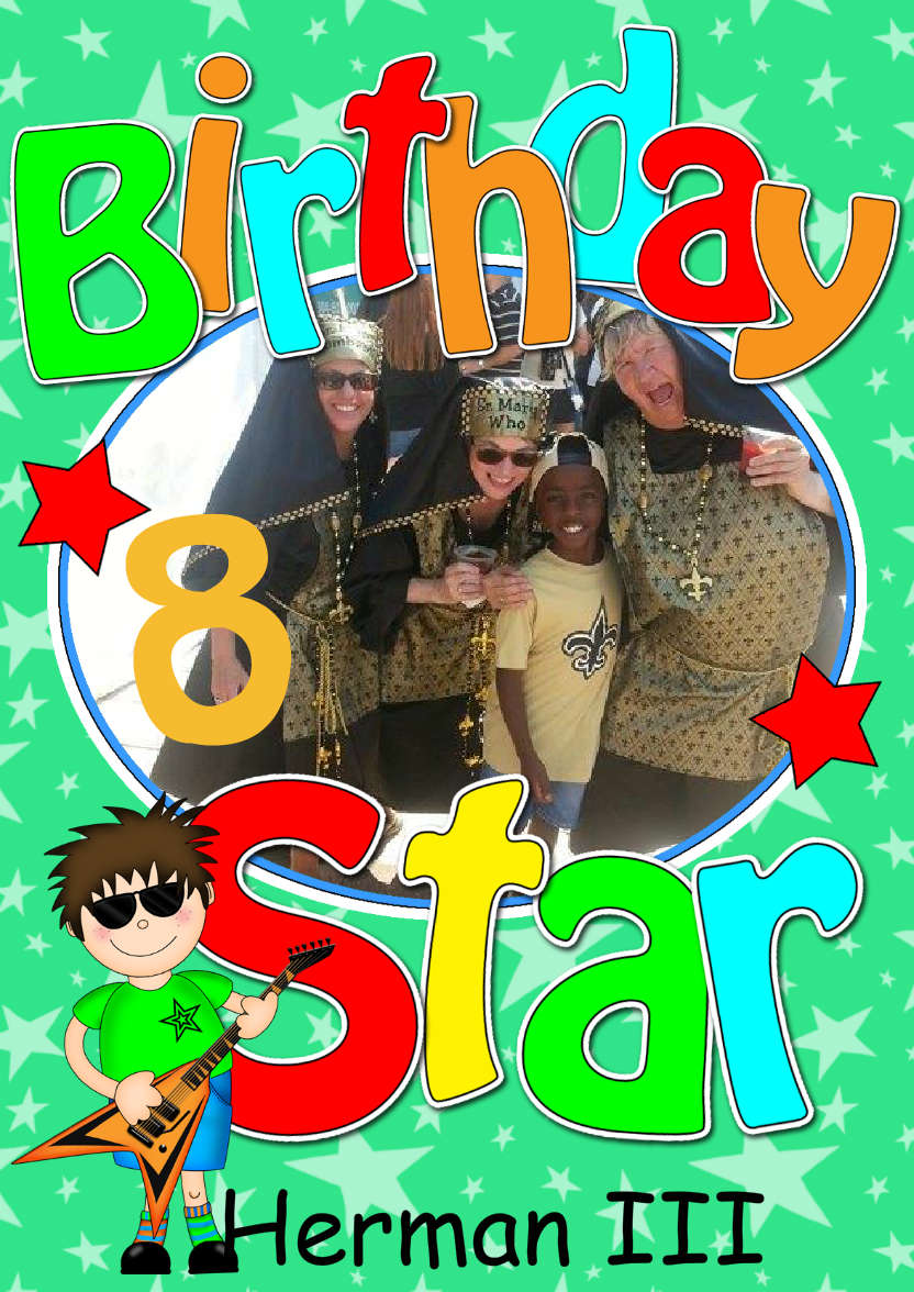 Birthday Boy Rock Star Photo Upload Card - card made with Crafty Bob's Card Creator