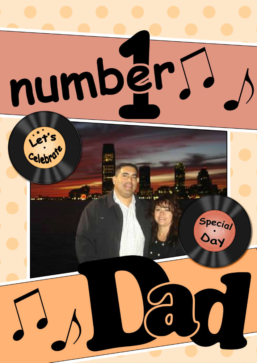 No 1 Dad Record Photo Upload Card - card made with Crafty Bob's Card Creator