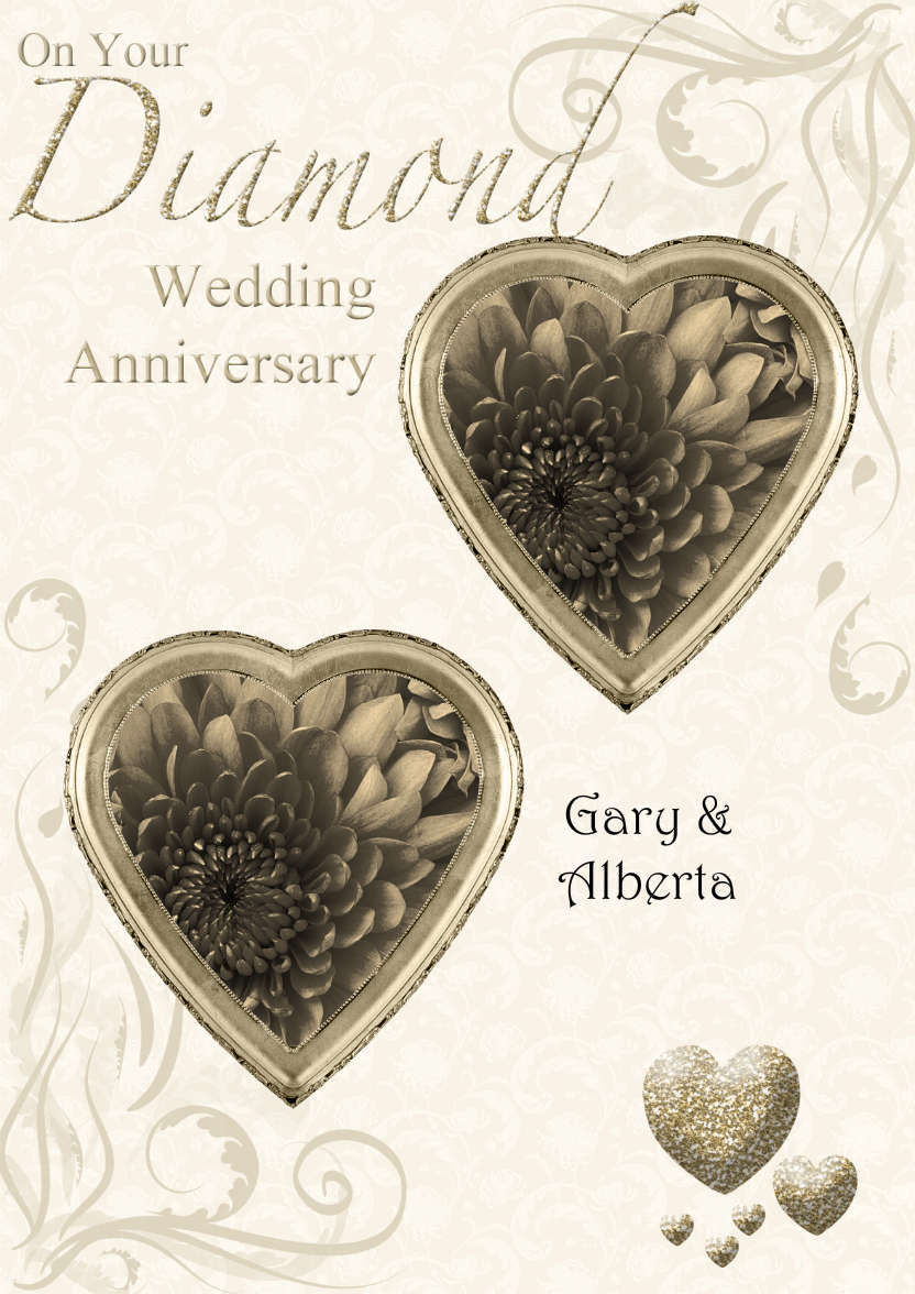 Diamond Wedding Anniversary Hearts Photo Card - card made with Crafty Bob's Card Creator