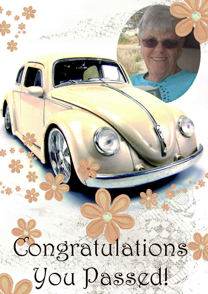 Congratulations Driving Test Female - card made with Crafty Bob's Card Creator