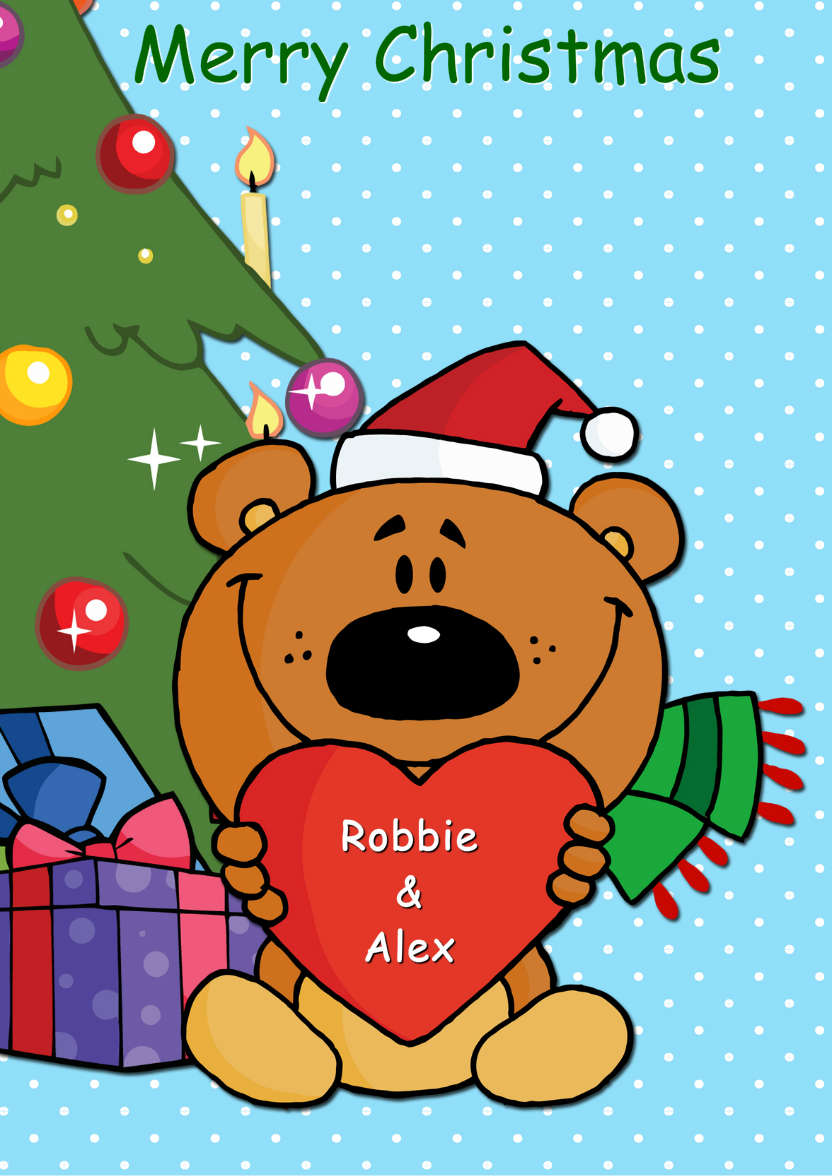 Christmas Bear Holding a Heart - card made with Crafty Bob's Card Creator