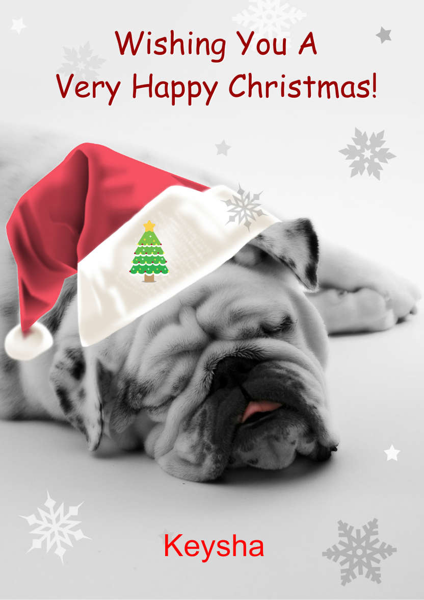 Sleeping Bulldog Christmas Card - card made with Crafty Bob's Card Creator