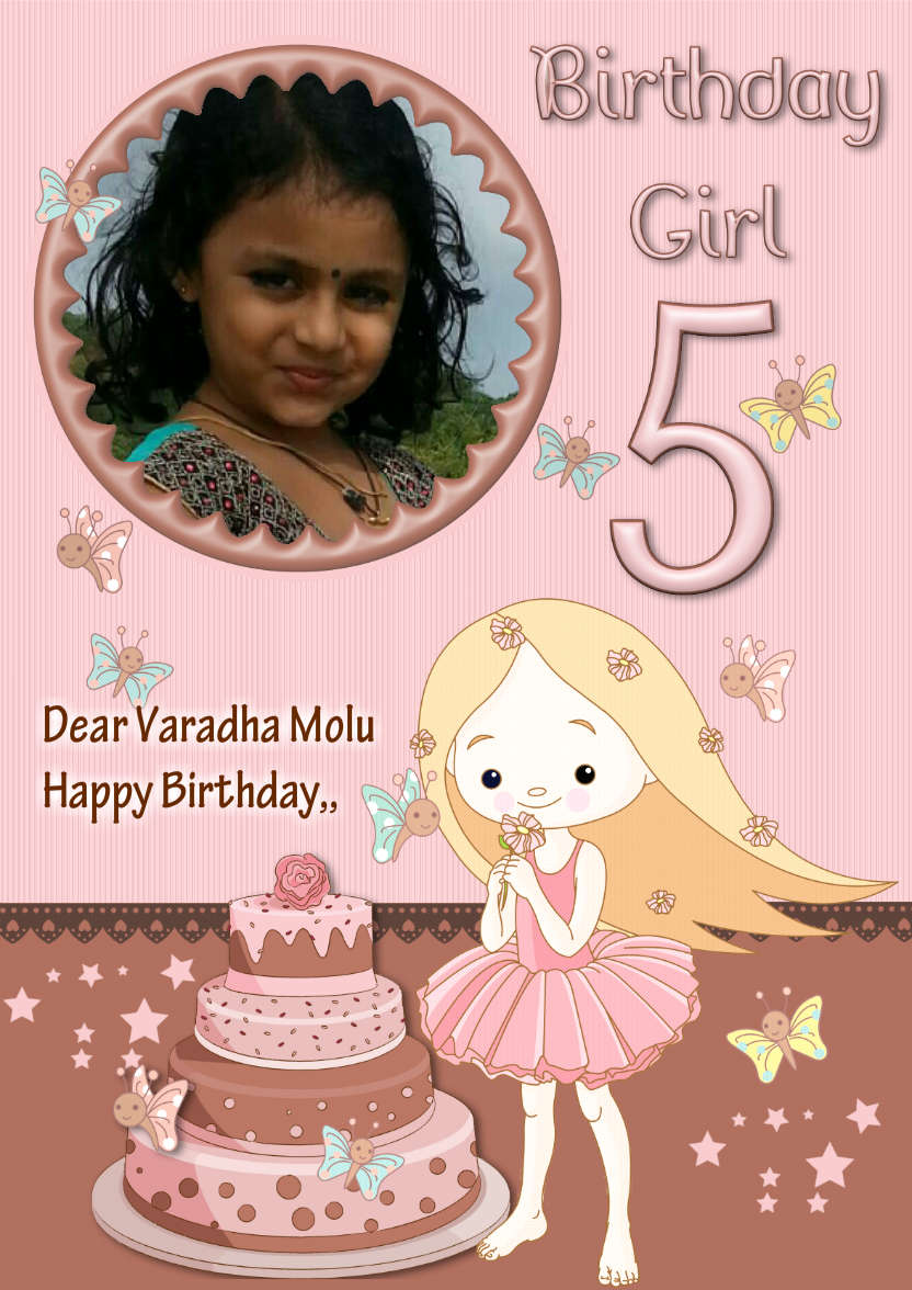 Happy 5th Birthday Girl - card made with Crafty Bob's Card Creator