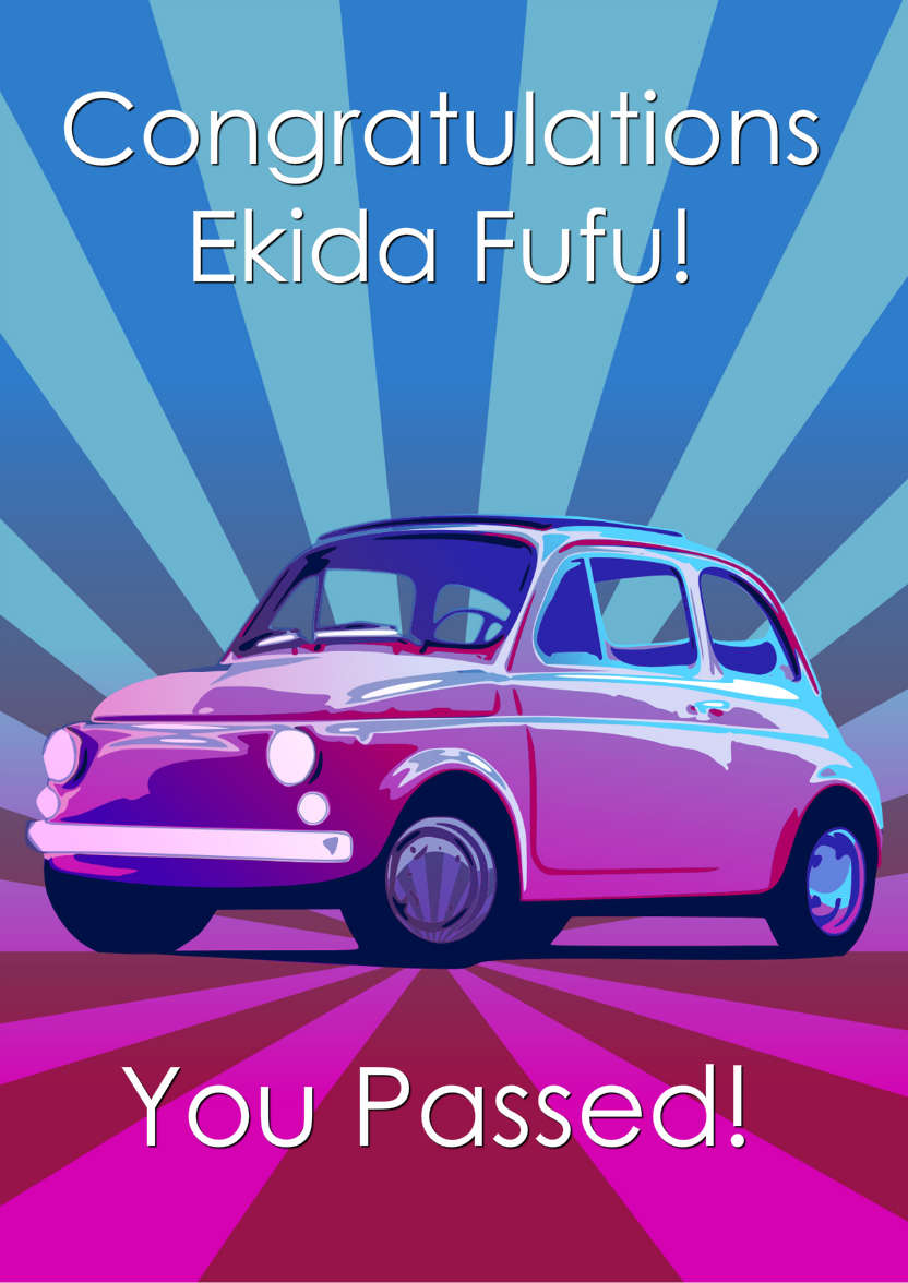 New Driver Card - card made with Crafty Bob's Card Creator