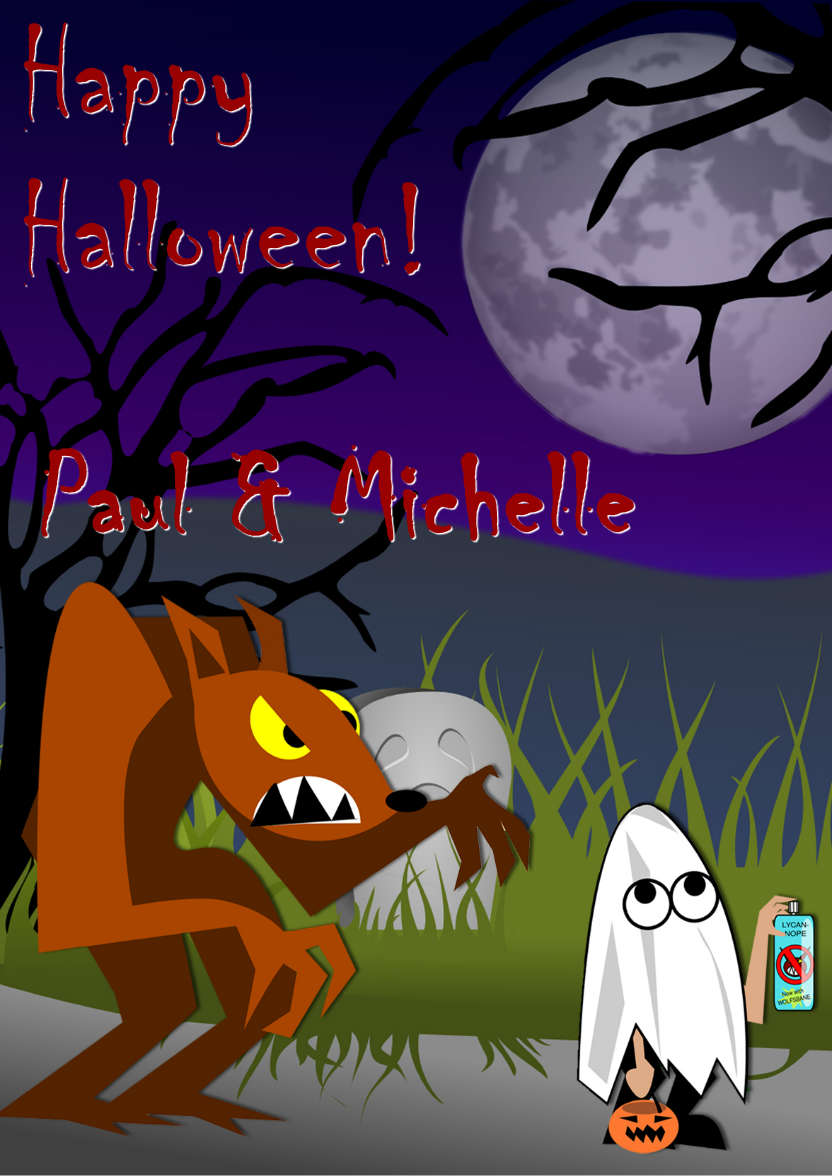 Werewolf Halloween Card - card made with Crafty Bob's Card Creator