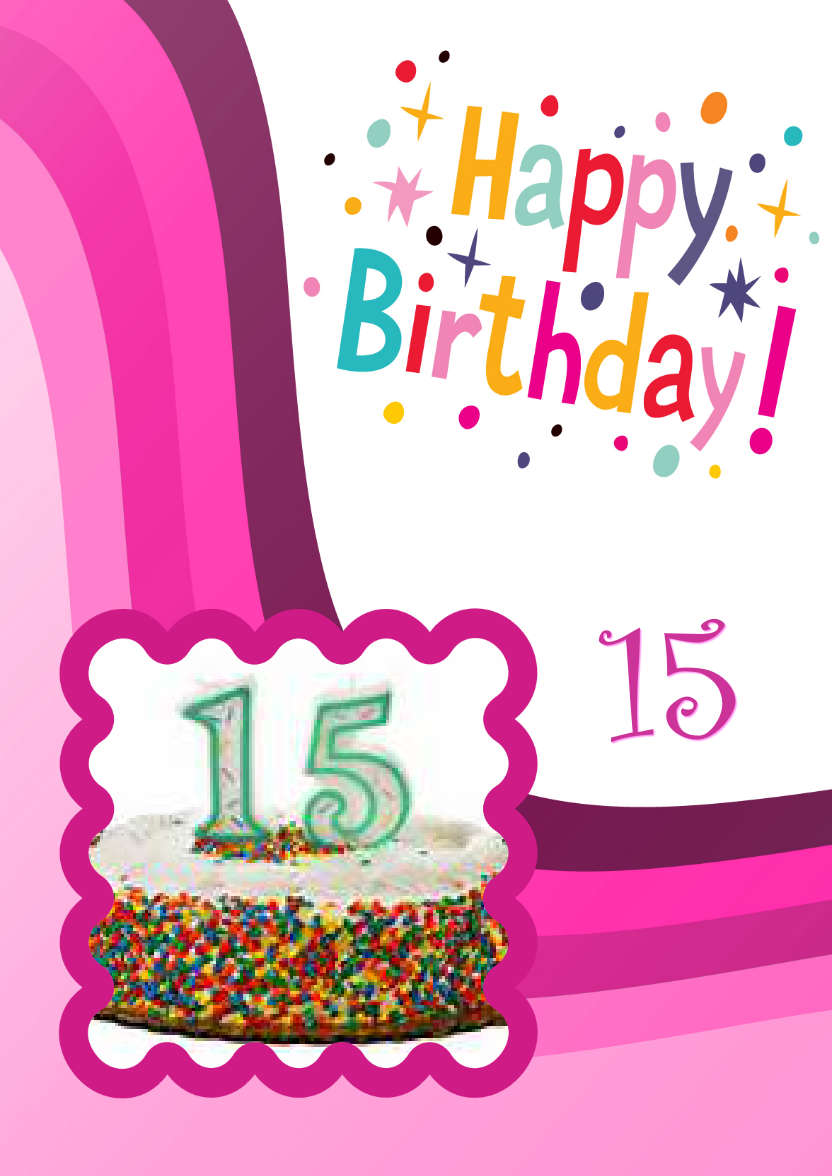 Pink Birthday Wave Card Front - card made with Crafty Bob's Card Creator
