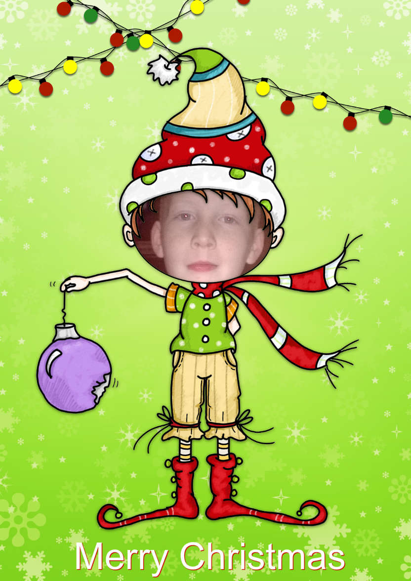 Christmas Elf Photo Card - card made with Crafty Bob's Card Creator