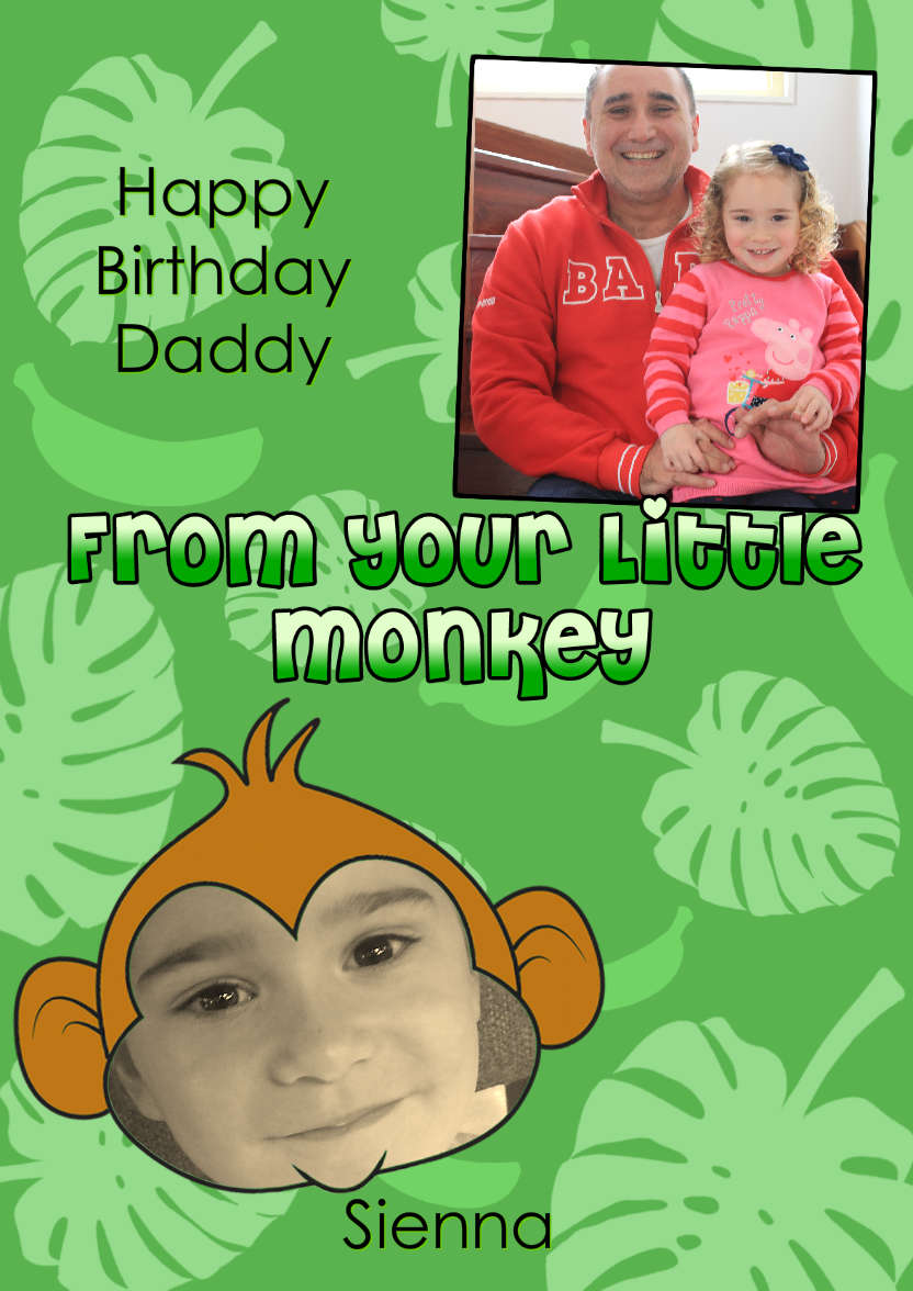 Little Monkey Photo Card - card made with Crafty Bob's Card Creator