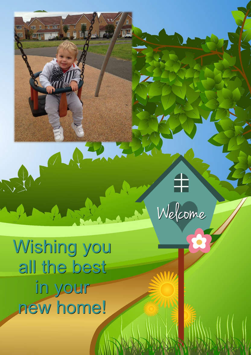 New Home Photo Card - card made with Crafty Bob's Card Creator