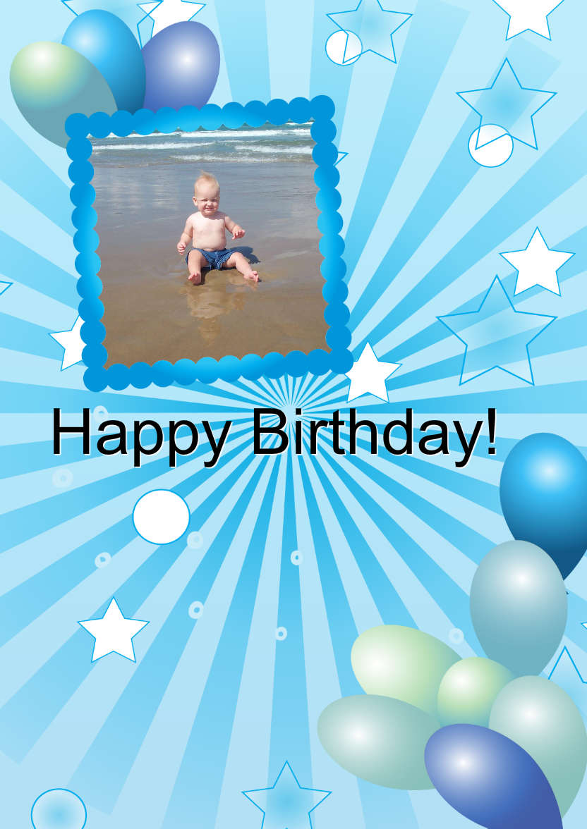 Birthday Balloons Aperture Card Front - card made with Crafty Bob's Card Creator