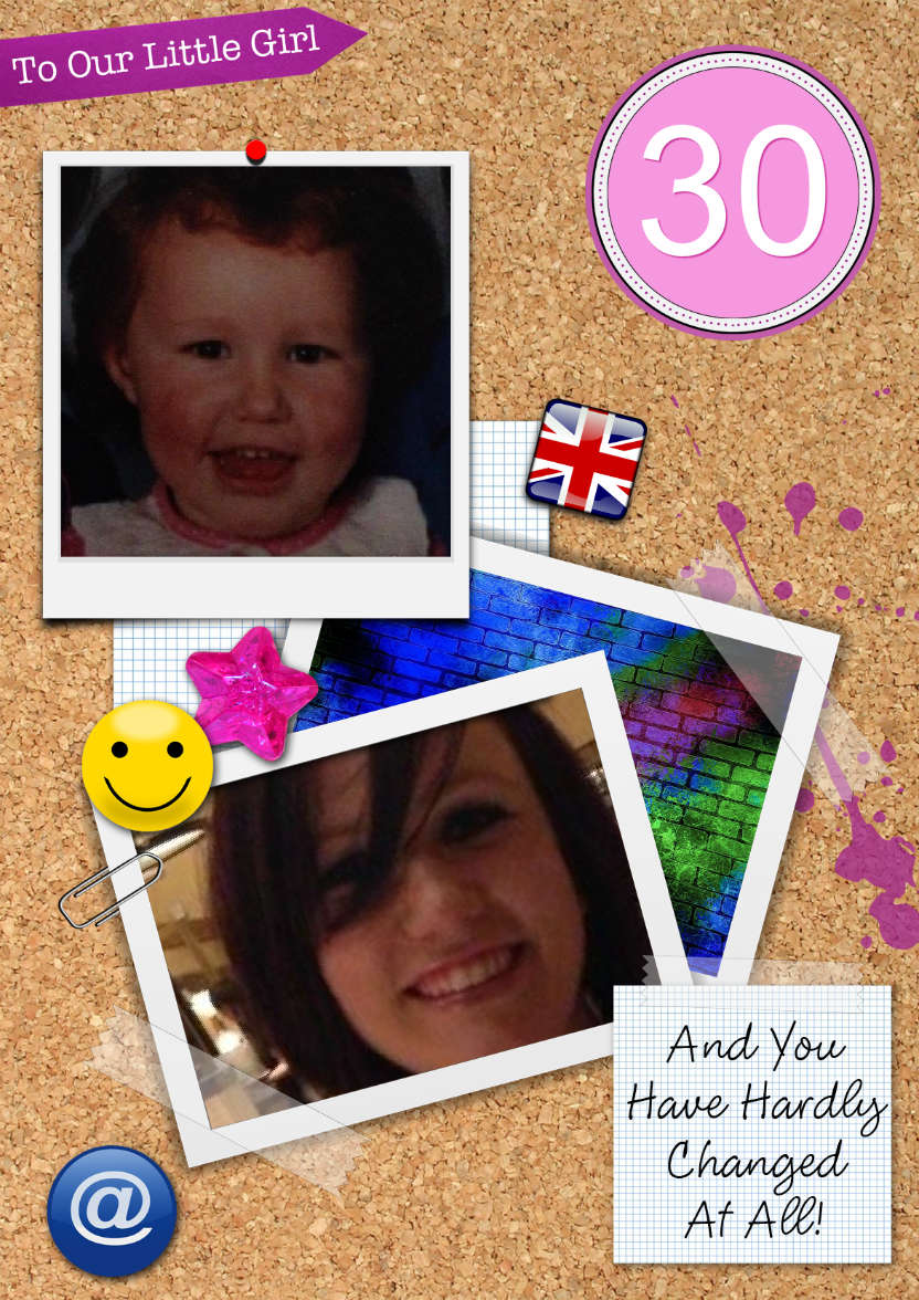 Birthday Noticeboard Photo Card Girl - card made with Crafty Bob's Card Creator