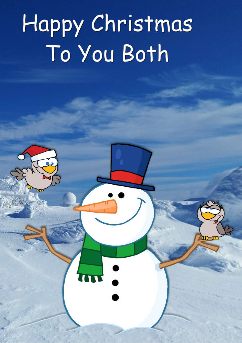 Snowman with Love Birds - card made with Crafty Bob's Card Creator
