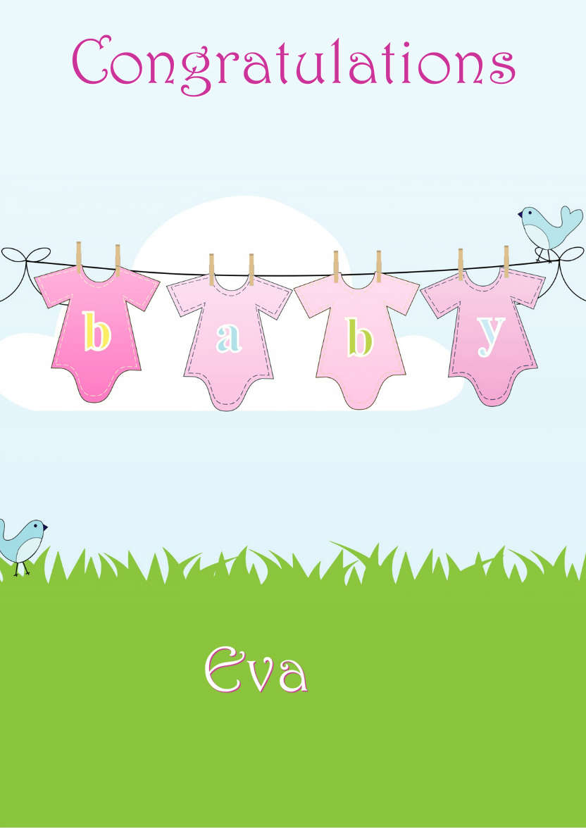 Washing Line New Baby Girl - card made with Crafty Bob's Card Creator