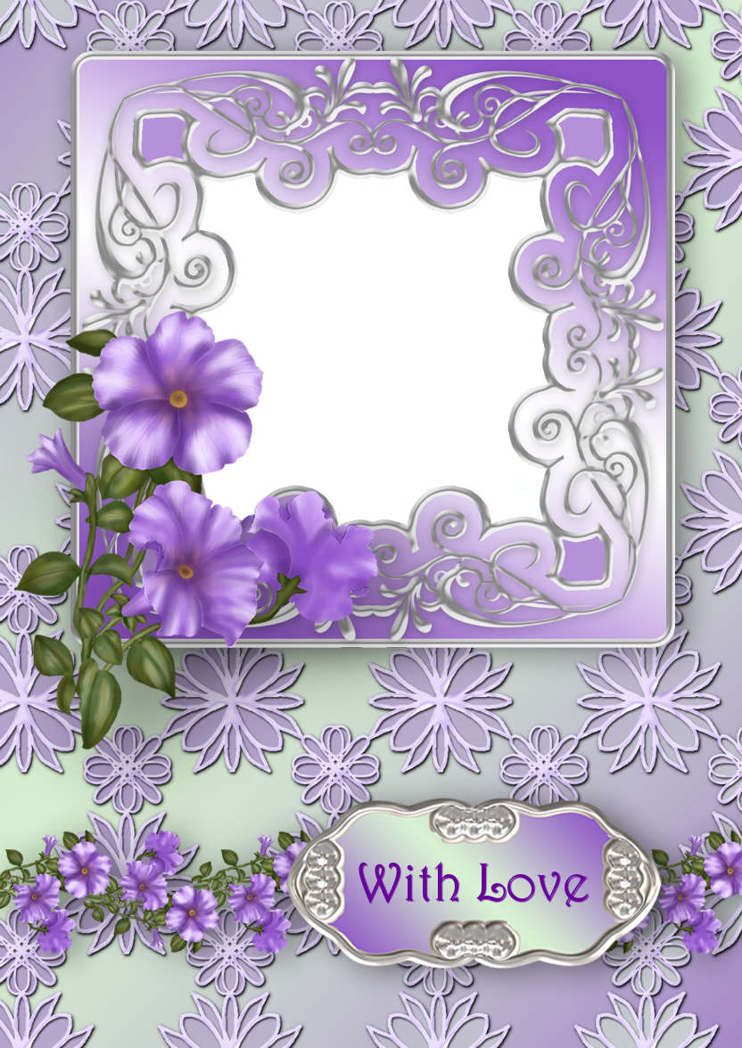 Lilac Petunias with Fancy Frame - card made with Crafty Bob's Card Creator