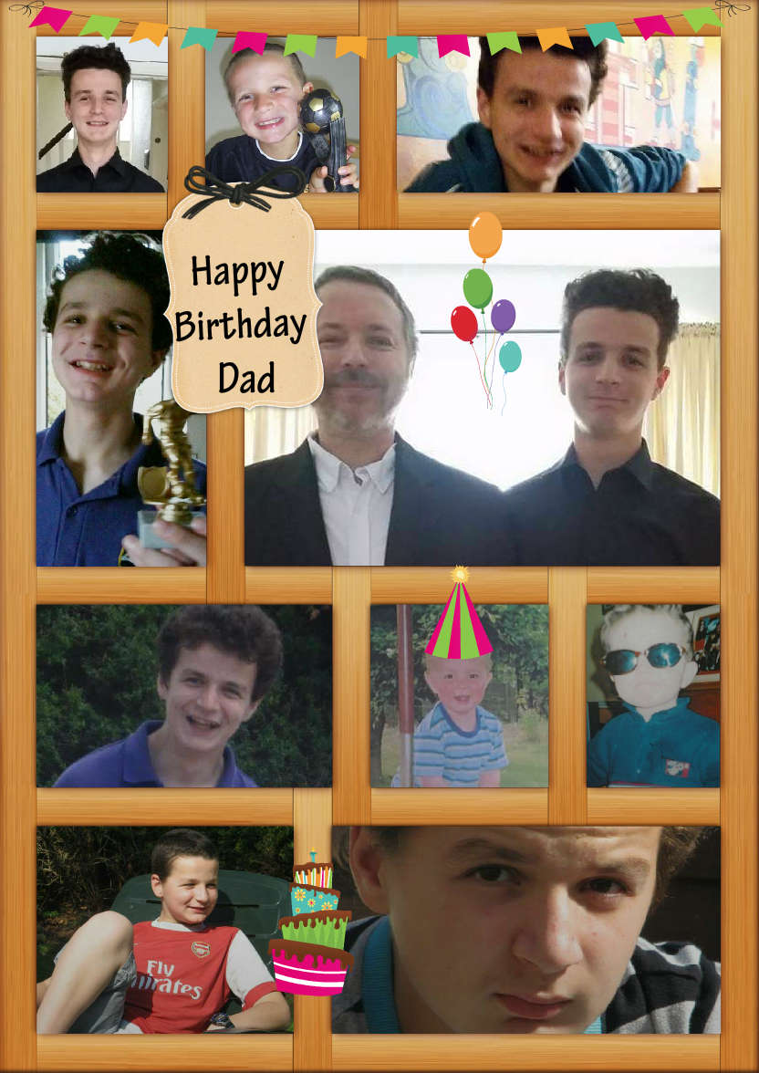 Wooden Collage Frame Card - card made with Crafty Bob's Card Creator